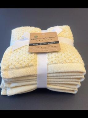 4pc ECOEXISTENCE Bamboo Yellow Zero Twist Loops Bath Wash Towel Set - Daffodil
